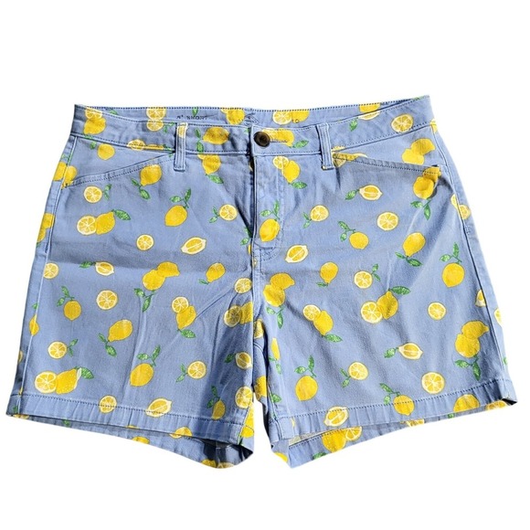 St.John Lemon Print Shorts Casual Summer Everyday Cute Blue Shorts Size 5 - Picture 1 of 8